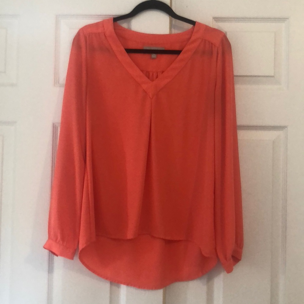 Orange banana republic high low flowy blouse